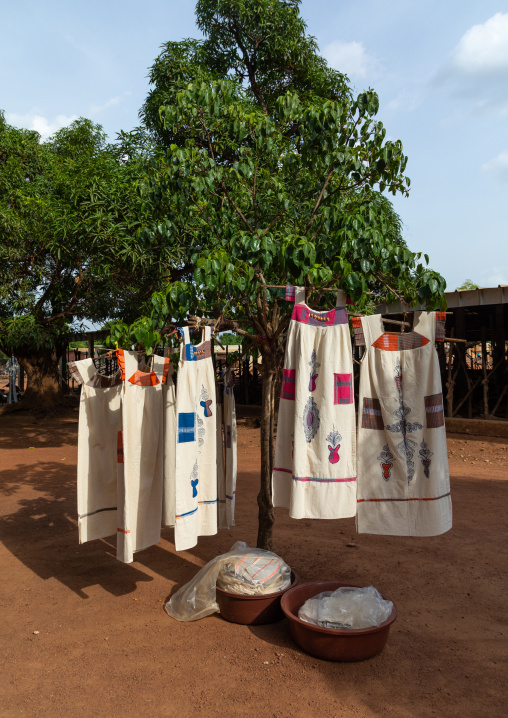 Senufo textiles and clothing at street market, Savanes district, Waraniene, Ivory Coast