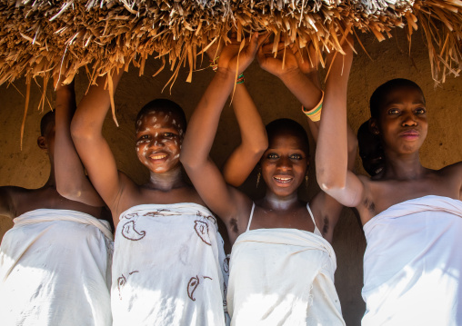 Dan tribe young women during a ceremony, Bafing, Gboni, Ivory Coast