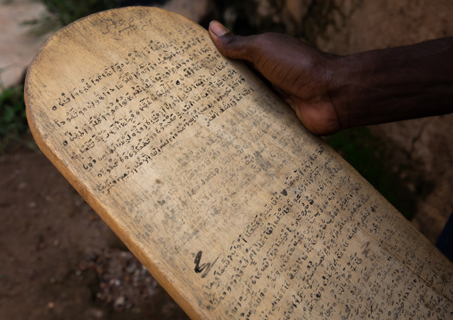 Wood board for writing koran in a koranic school, Tonkpi Region, Man, Ivory Coast