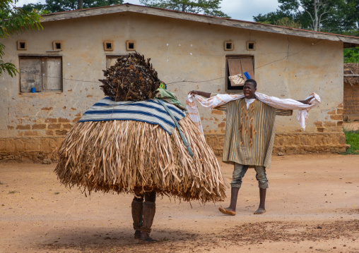 We Guere sacred mask dance during a ceremony, Guémon, Bangolo, Ivory Coast