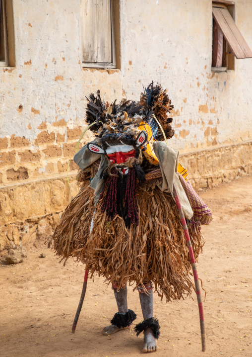 We Guere sacred mask dance during a ceremony, Guémon, Bangolo, Ivory Coast