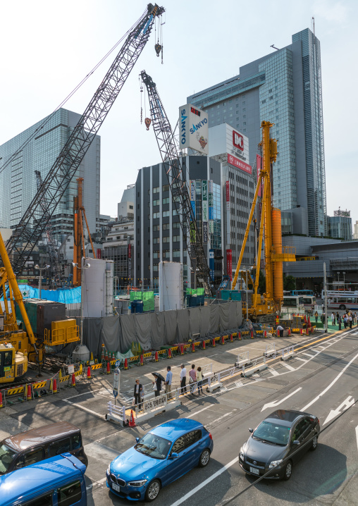 Construction site in shibuya, Kanto region, Tokyo, Japan