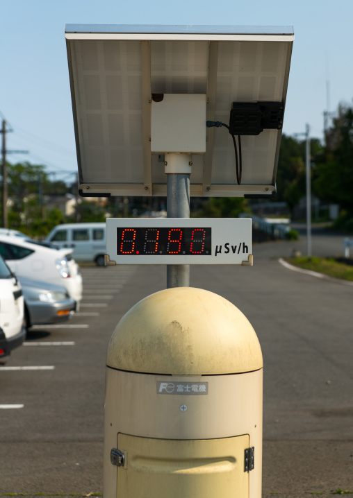 A radiation dosimeter placed in a highly contaminated area after the daiichi nuclear power plant irradiation, Fukushima prefecture, Naraha, Japan