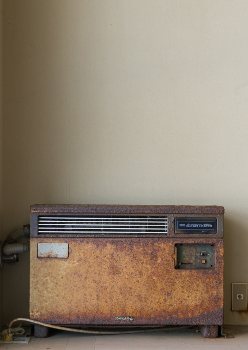 Air conditioning unit in the highly contaminated area after the daiichi nuclear power plant irradiation and the tsunami, Fukushima prefecture, Futaba, Japan