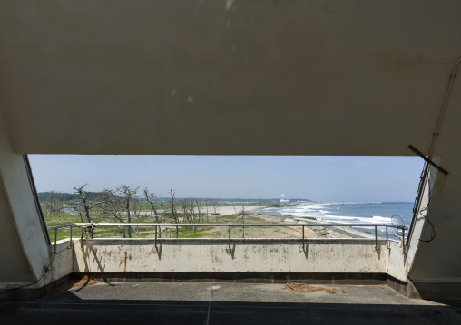 View from a devastated marine house in the highly contaminated area after the daiichi nuclear power plant irradiation and the tsunami, Fukushima prefecture, Futaba, Japan