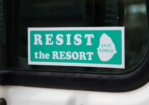 Sticker on a car to protect the environment, Yaeyama Islands, Taketomi island, Japan