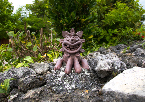 Shisa lion statue to protect the house from the bad spirits, Yaeyama Islands, Taketomi island, Japan