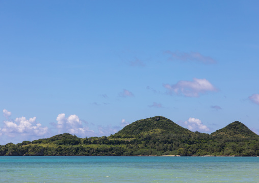 Tropical lagoon with clear blue water in Kabira bay, Yaeyama Islands, Ishigaki, Japan