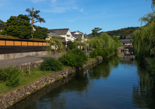 Old houses along the riverbank in Bikan historical quarter, Okayama Prefecture, Kurashiki, Japan