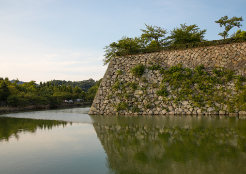 The moats in front of the famous Himeji castle used by shoguns and samurais, Hypgo Prefecture, Himeji, Japan