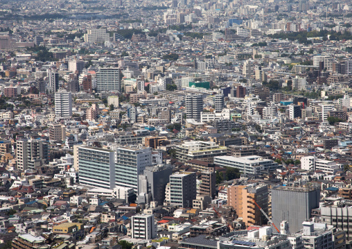 Aerial view of the town, Kanto region, Tokyo, Japan
