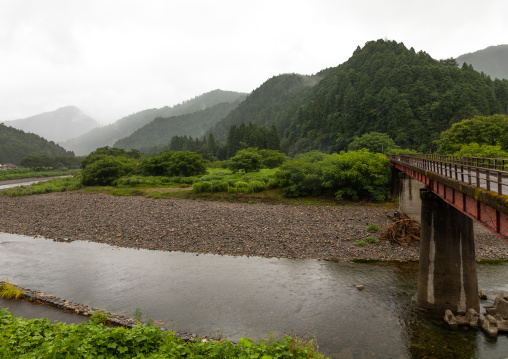 Bridge over a river, Kyoto Prefecture, Miyama, Japan