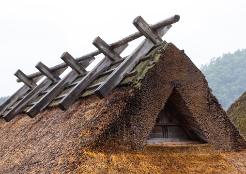 Thatched roofed house in a traditional village, Kyoto Prefecture, Miyama, Japan