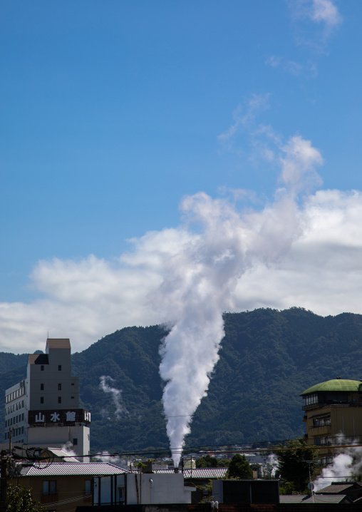 Smoke in the hot spring area, Oita Prefecture, Beppu, Japan