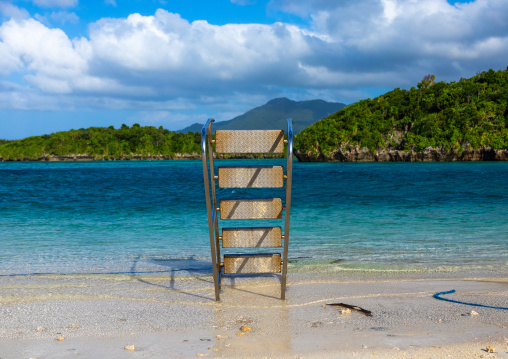 Boat ladder on the beach of Kabira bay, Yaeyama Islands, Ishigaki-jima, Japan