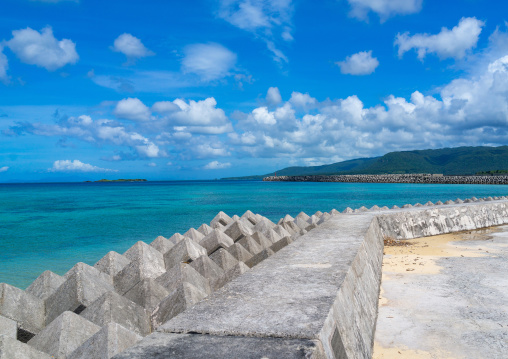 Concrete made tetrapods along Maruma beach, Yaeyama Islands, Iriomote, Japan