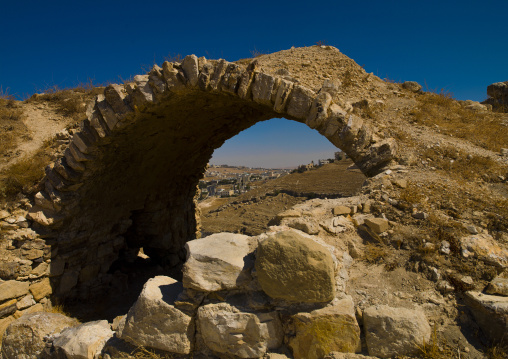 City View Under An Arch In Karak Castle, Karak, Jordan