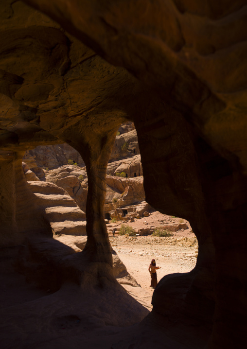Cave With Roman Amphitheatre In The Background, Petra, Jordan
