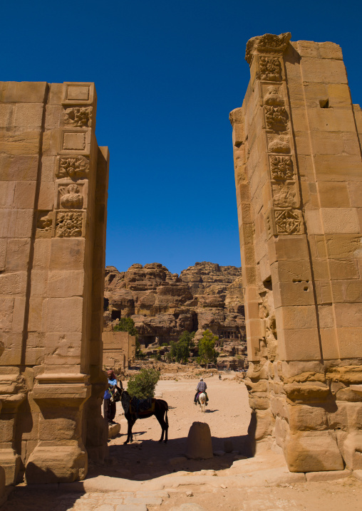 Royal Tombs Seen Through Roman Door, Petra, Jordan