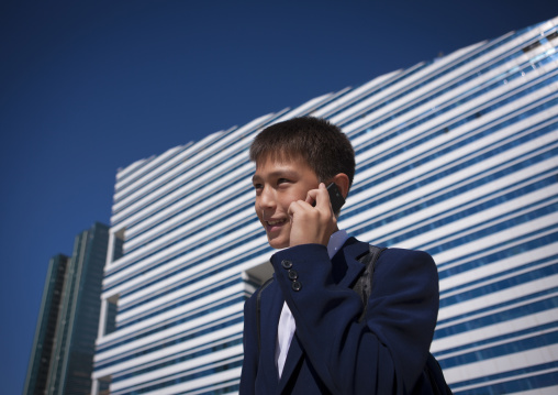 Kid On The Phone In Astana, Kazakhstan