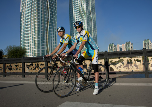 Cyclists With Astana Cycling Suits, Kazakhstan