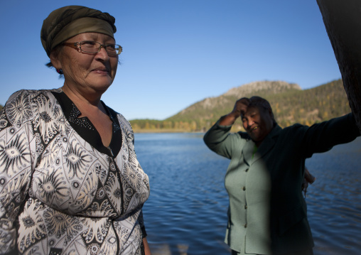 Women In Burabay Lake, Kazakhstan