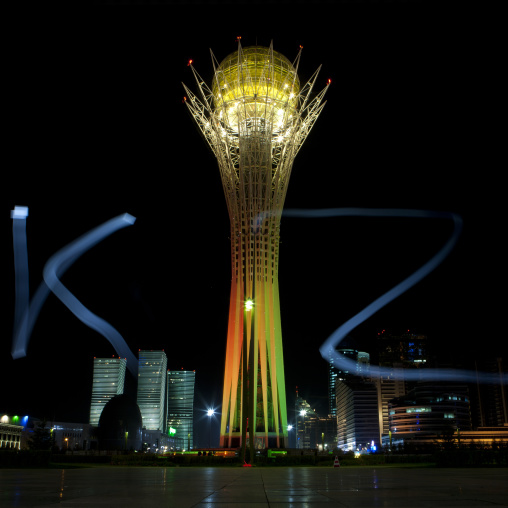 Ligthing Effects On Baiterek Tower, Astana, Kazakhstan"