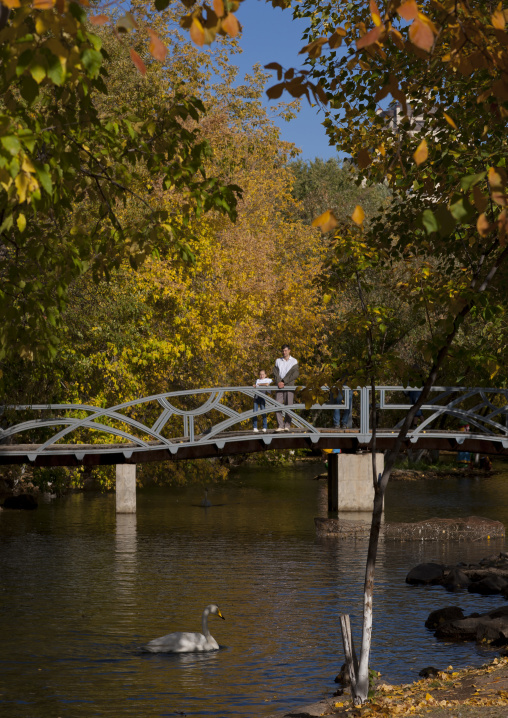 Bridge On A Pond In Astana Park, Kazakhstan