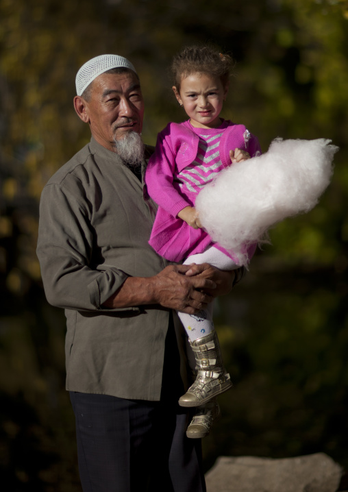 Bulat And Dominica, Ethnic Kazakh Grand Father And His Ethnic Russian Granddaughter, Astana, Kazakhstan