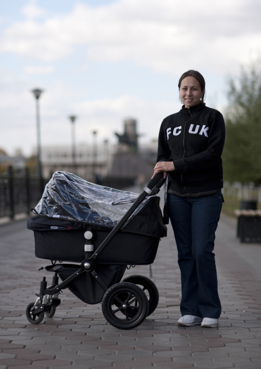 Miss Dilyra, Mother And Her Pram Astana, Kazakhstan