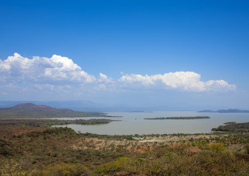 A view of the treeless country along the southeast shores of lake turkana, Turkana lake, Loiyangalani, Kenya