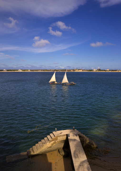 Houses, Hotels and boats on the waterfront, Lamu county, Shela, Kenya