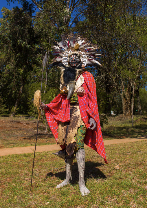 Kikuyu tribe man in traditional clothing, Laikipia, Nyahururu, Kenya