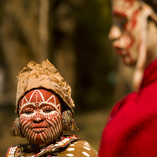 Kikuyu tribe woman with facial make up, Laikipia county, Thomson falls, Kenya