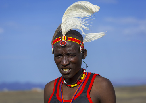 Portrait of a turkana tribesman, Turkana lake, Loiyangalani, Kenya