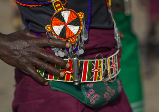 Turkana tribesman beaded decoration, Turkana lake, Loiyangalani, Kenya