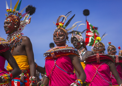 Rendille tribe men and women dancing, Turkana lake, Loiyangalani, Kenya