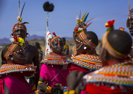 Rendille tribe men and women dancing, Turkana lake, Loiyangalani, Kenya