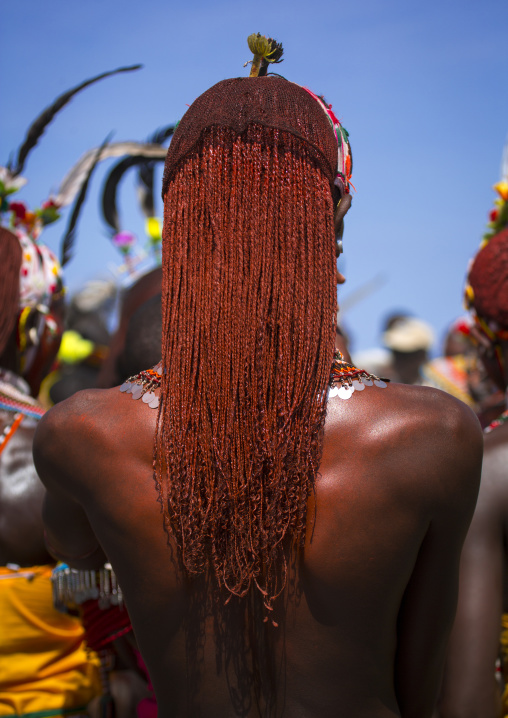 Rendille tribesman with long braided hair, Turkana lake, Loiyangalani, Kenya
