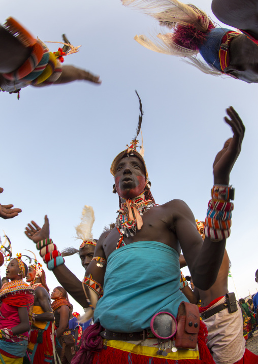 Rendille tribesman dance, Turkana lake, Loiyangalani, Kenya