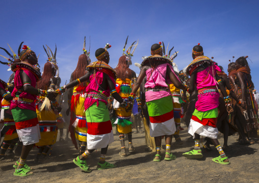 Rendille tribe men and women dancing, Turkana lake, Loiyangalani, Kenya