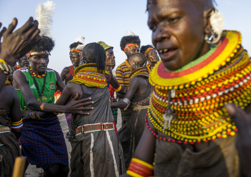 Turkana tribe people dancing, Turkana lake, Loiyangalani, Kenya