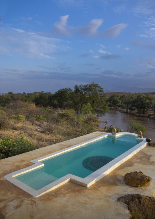 Private pool in the luxurious sasaab lodge on the banks of the uaso nyiru river, Samburu county, Samburu national reserve, Kenya
