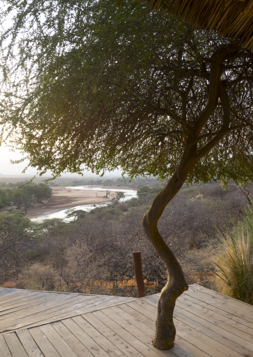 Part of the luxurious sasaab lodge on the banks of the uaso nyiru river, Samburu county, Samburu national reserve, Kenya