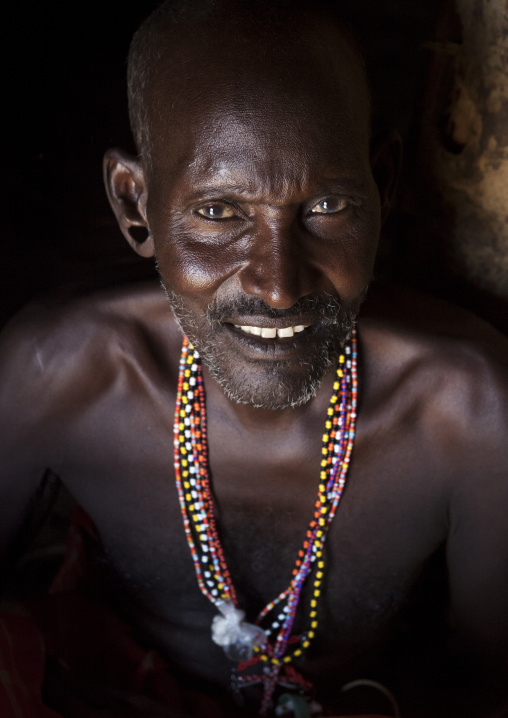 Portrait of a mature samburu tribesman, Samburu county, Samburu national reserve, Kenya