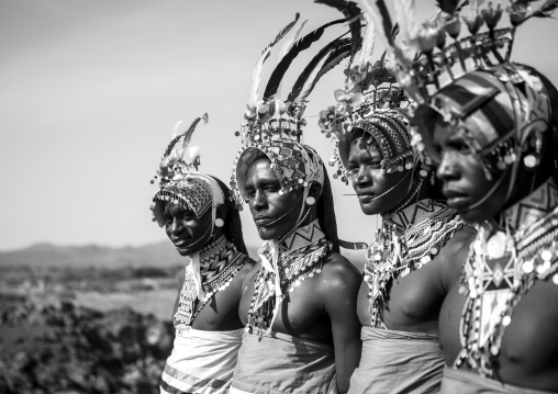 Portrait of rendille warriors wearing traditional headwears, Turkana lake, Loiyangalani, Kenya