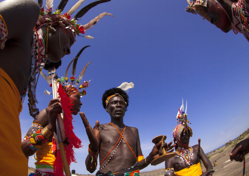 Turkana tribesmen dancing, Turkana lake, Loiyangalani, Kenya
