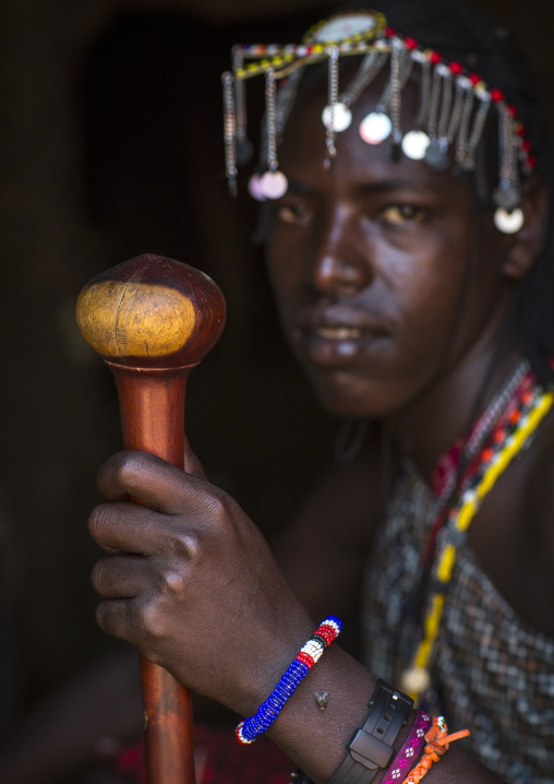 Portrait of a maasai warrior, Nakuru county, Nakuru, Kenya
