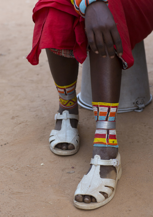 Rendille tribeswoman shoes, Marsabit district, Ngurunit, Kenya