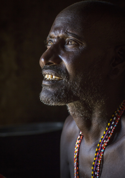 Portrait of a mature samburu tribesman, Samburu county, Samburu national reserve, Kenya